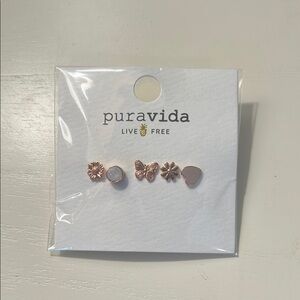 Pura Vida Rose Gold Mismatch Stud Set